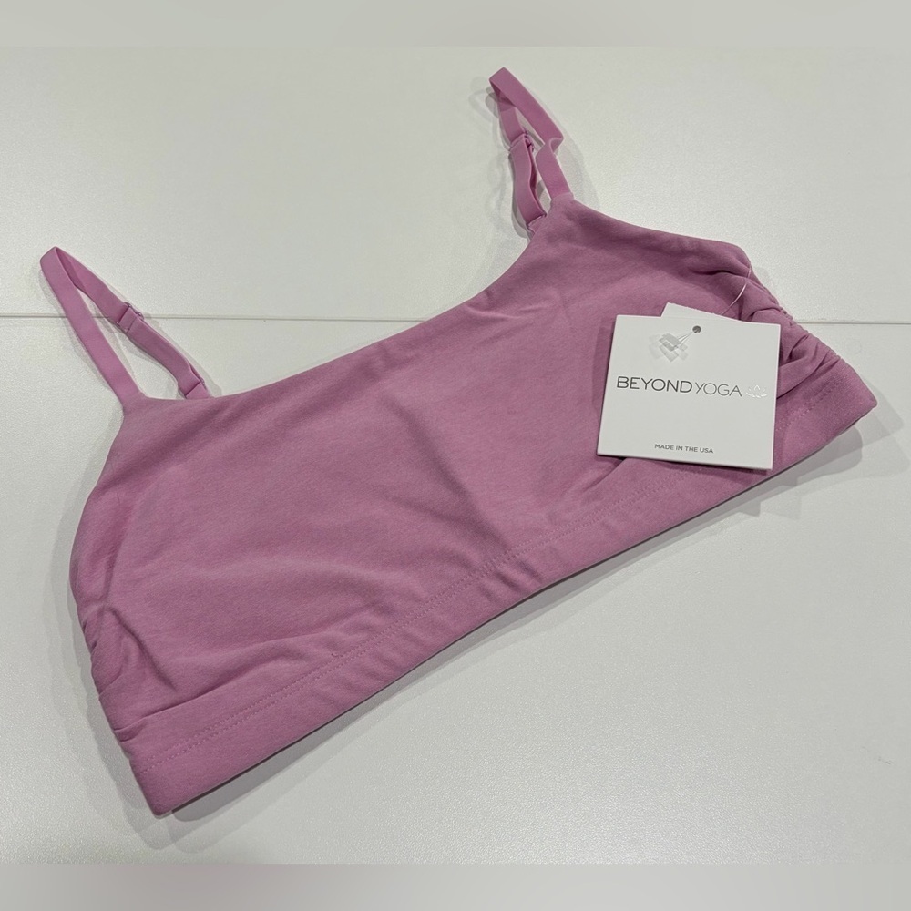 Beyond Yoga Women's XL Spacedye Raise The Barre Shirred Bra Pink NWT Lined